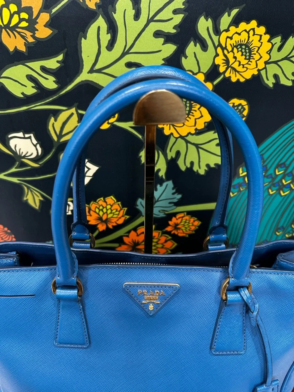 Prada Cobalto Saffiano Lux Galleria Double Zip Tote (C5) - Picture 8 of 17